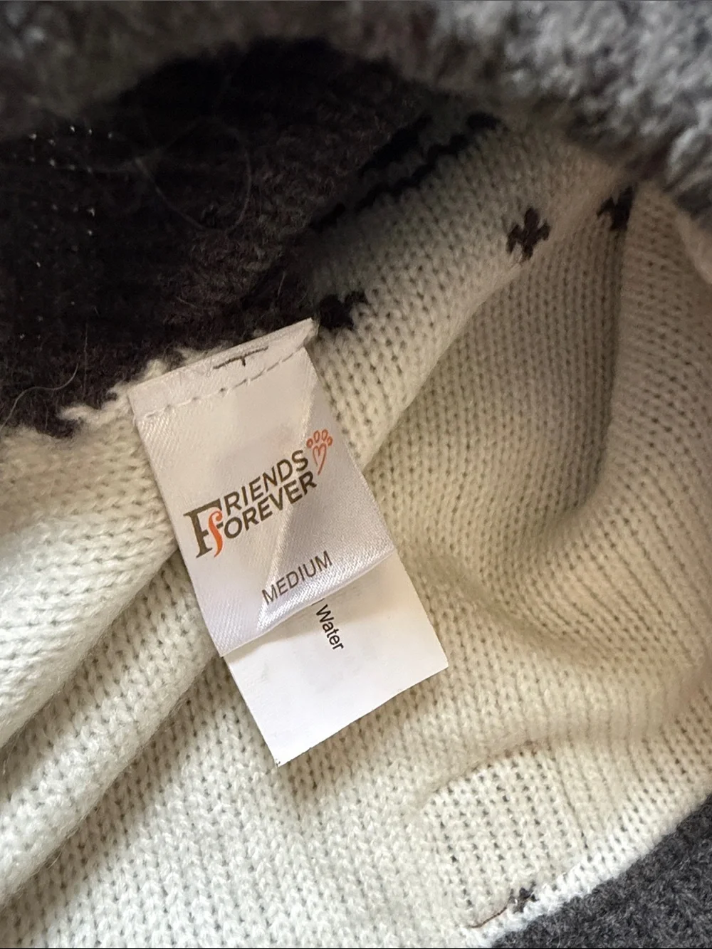 Cozy Black & Cream Knit Dog Sweater with Pom Poms